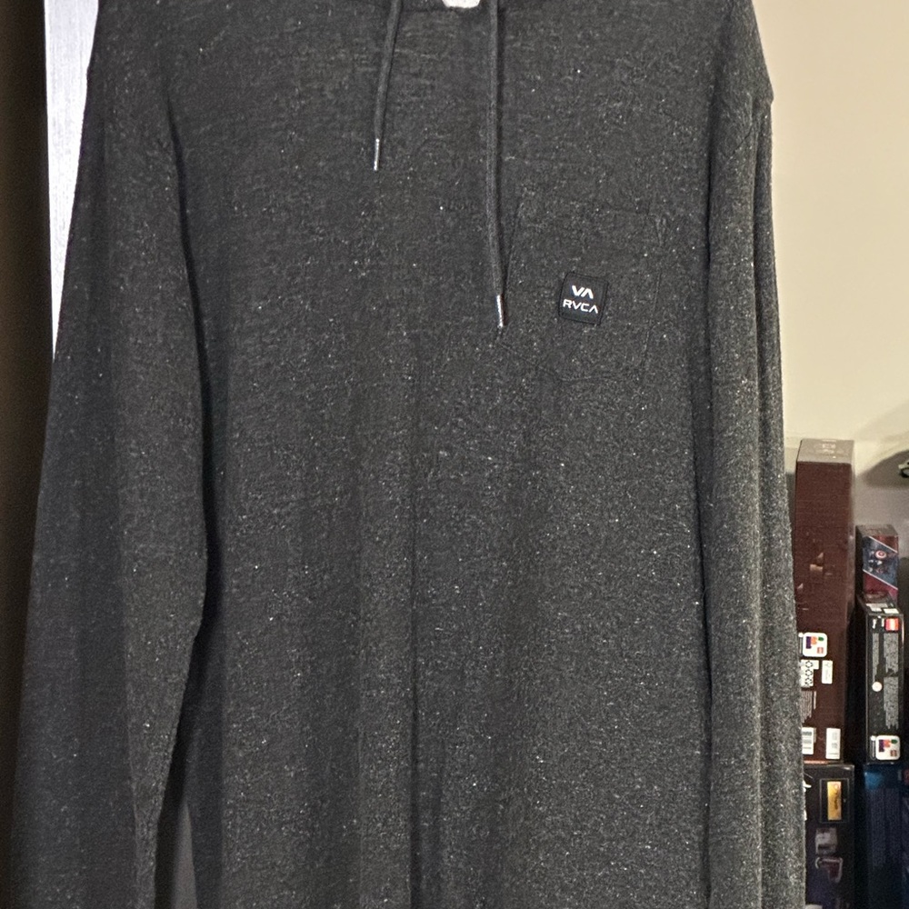 RVCA Men's Regular Fit Gray Speckled Lightweight Pocket Hoodie Size Large